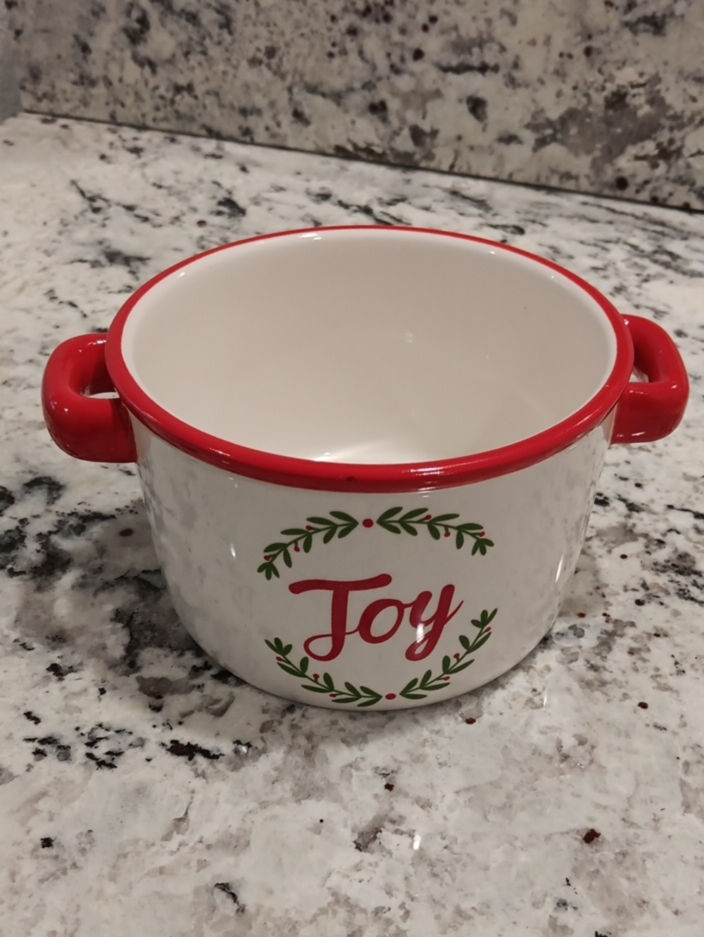 Holiday 'Joy' Ceramic Serving Bowl in White and Red